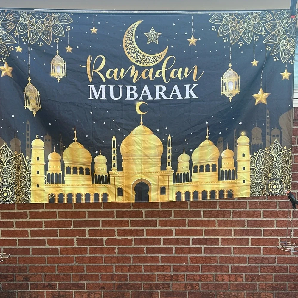 Ramadan Mubarak background, 4 x 6, black and gold,
